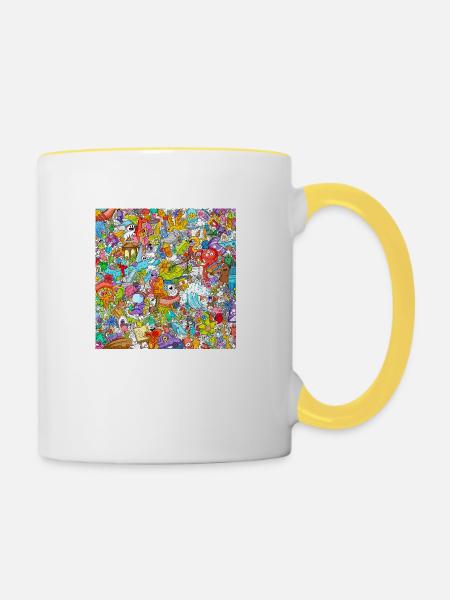Kids Drawing - Tasse zweifarbig - Weiß/Gelb