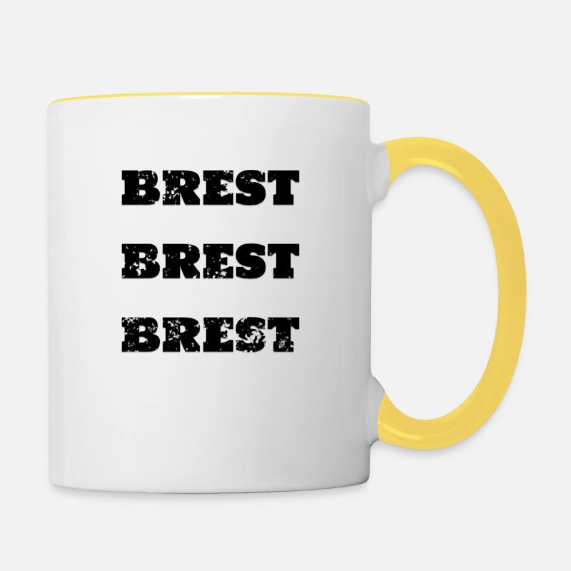 brest vintage - Mug contrasté - blanc/jaune