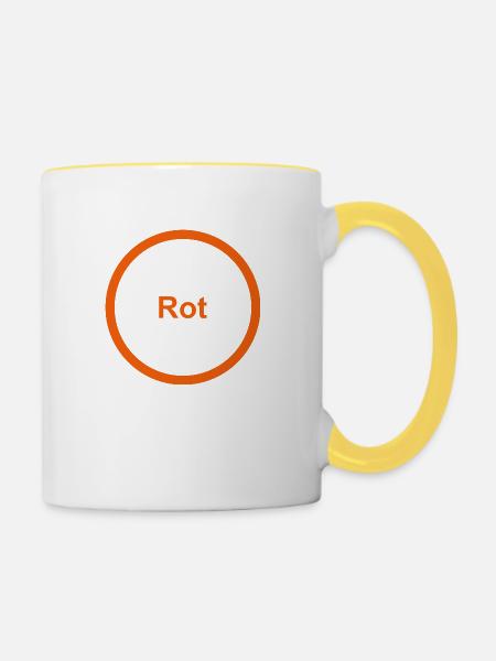 Rot - Tasse zweifarbig - Weiß/Gelb