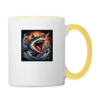 Shark on Fire - Contrasting Mug - white/yellow - Right