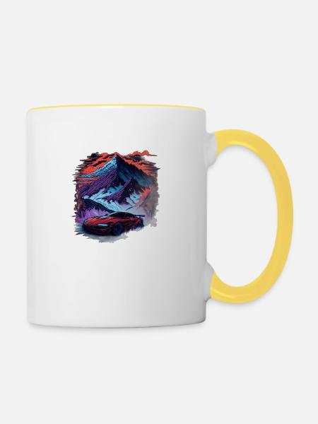 Sportwagen Drift - Tasse zweifarbig - Weiß/Gelb