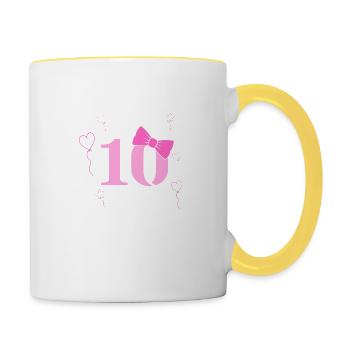 10th birthday girl - Contrasting Mug - white/yellow - Right