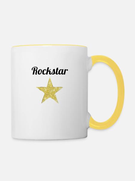 Rock Star - Tasse zweifarbig - Weiß/Gelb