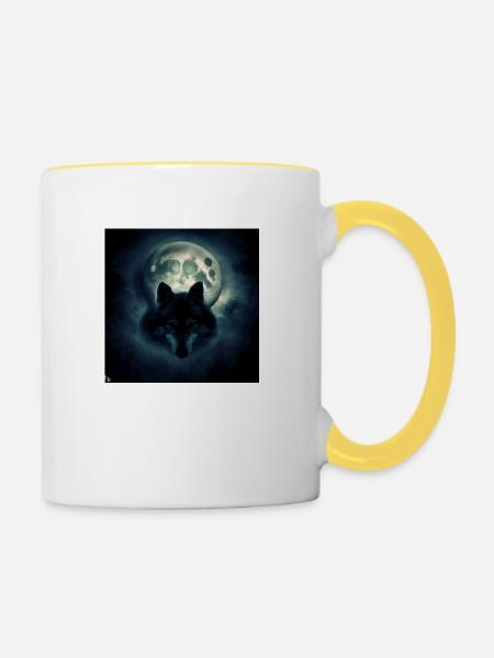 Wolf Moon - Tasse zweifarbig - Weiß/Gelb