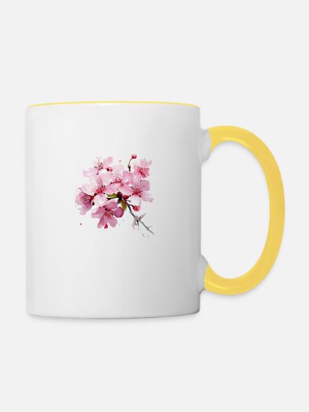 Blume - Tasse zweifarbig - Weiß/Gelb