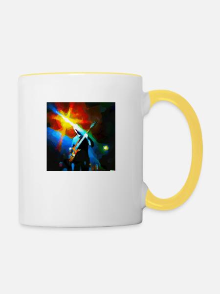 Gitarrist im Konzert - Tasse zweifarbig - Weiß/Gelb