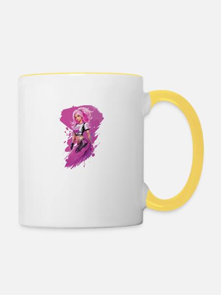 bößes Mädchen - Tasse zweifarbig - Weiß/Gelb
