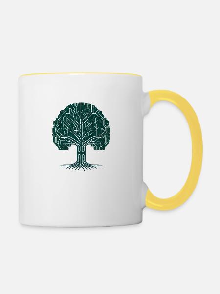 Wikingerbaum des Lebens - Tasse zweifarbig - Weiß/Gelb