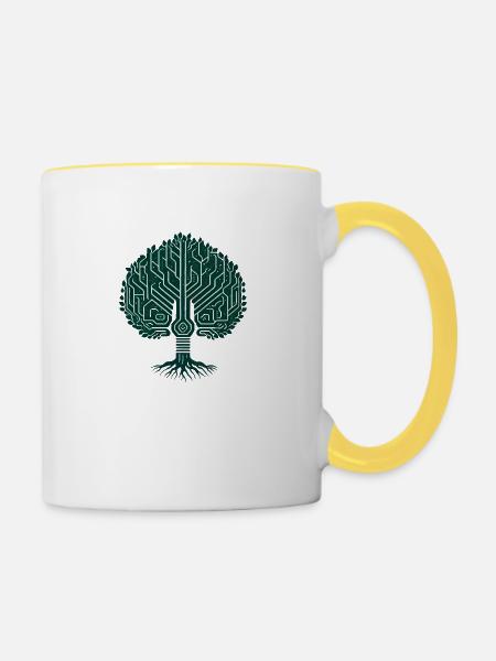 Wikingerbaum des Lebens - Tasse zweifarbig - Weiß/Gelb