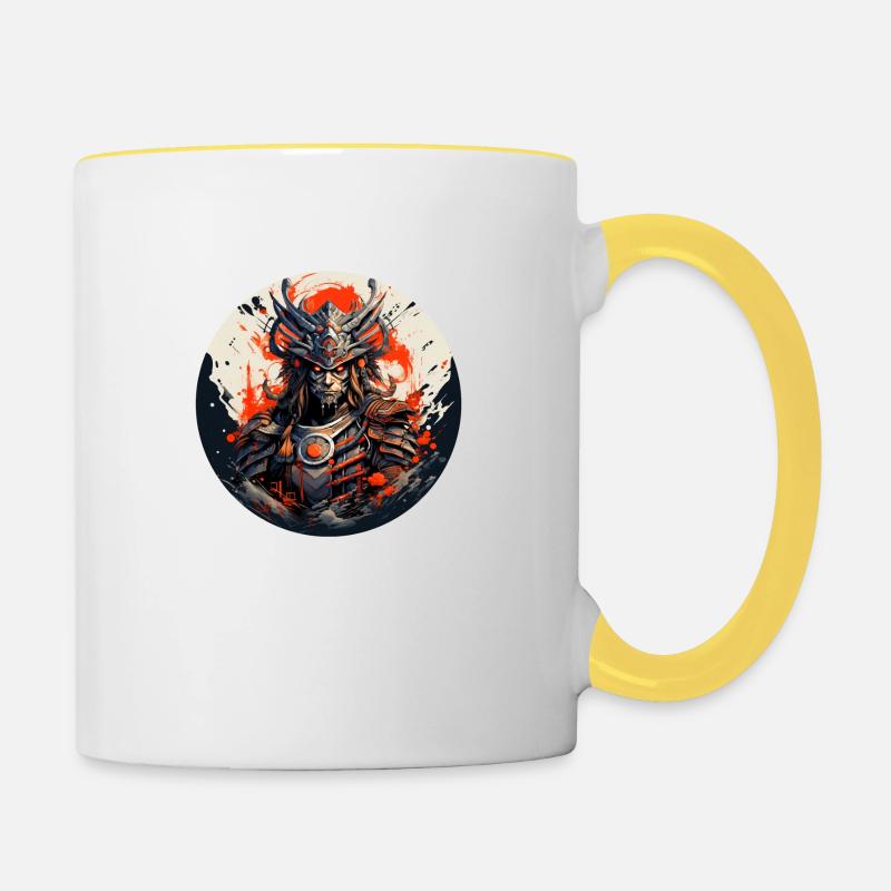 Le samouraï éternel - Mug contrasté - blanc/jaune