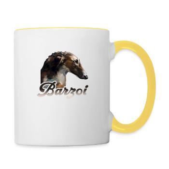 barzoi Barzoï lévrier russe - Mug contrasté - blanc/jaune - Droite