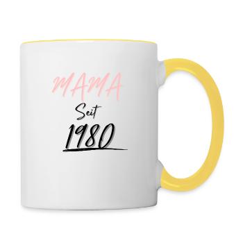 MAMA Seit 1980 - Tasse zweifarbig - Weiß/Gelb - Rechts
