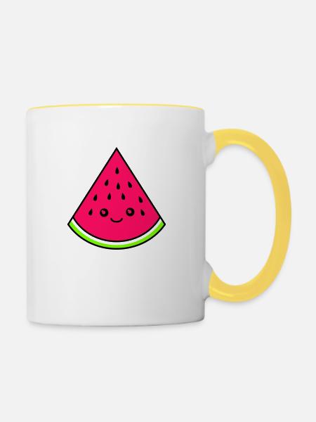 melone lustig - Tasse zweifarbig - Weiß/Gelb