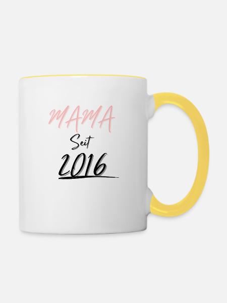 MAMA Seit 2016 - Tasse zweifarbig - Weiß/Gelb