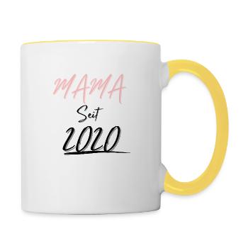 MAMA Seit 2020 - Tasse zweifarbig - Weiß/Gelb - Rechts