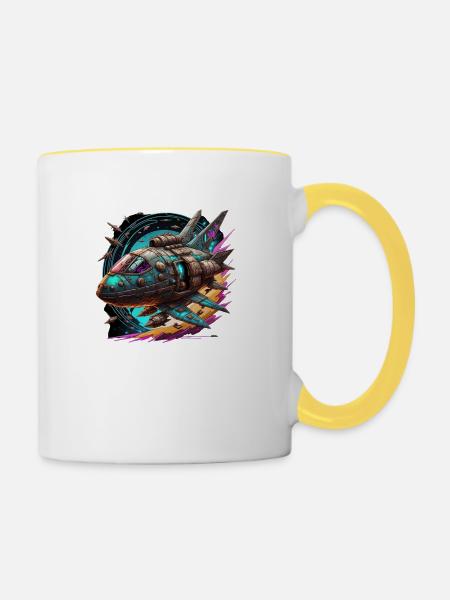 Spaceship - Tasse zweifarbig - Weiß/Gelb