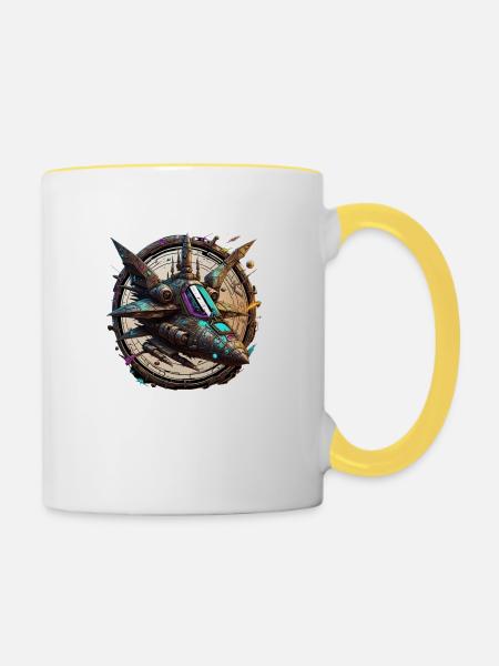 Spaceship - Tasse zweifarbig - Weiß/Gelb