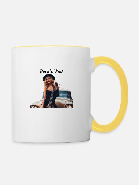 Pinup - Tasse zweifarbig - Weiß/Gelb