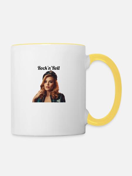 Pinup - Tasse zweifarbig - Weiß/Gelb