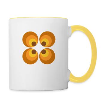 des années 70 motif de fleur - Mug contrasté - blanc/jaune - Droite