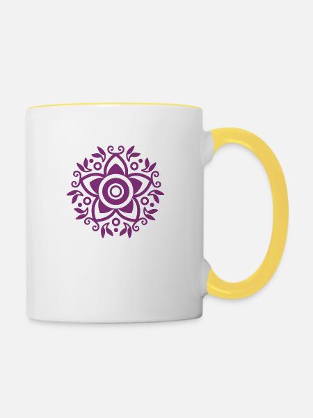Rose des Lebens - Tasse zweifarbig - Weiß/Gelb