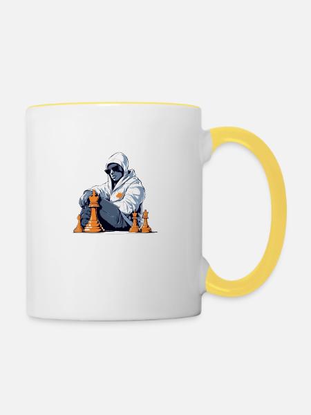Max in Schachvereinen - Tasse zweifarbig - Weiß/Gelb