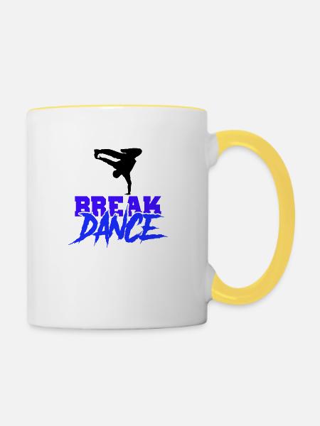 break dance - Tasse zweifarbig - Weiß/Gelb