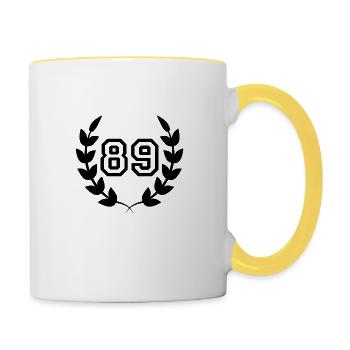 89th birthday-gift idea 89 years - Contrasting Mug - white/yellow - Right
