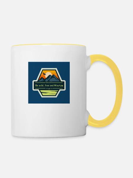 Freiheit und reiselust rufen dich - Tasse zweifarbig - Weiß/Gelb