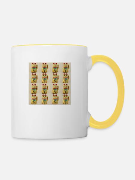 Lucky 16 Cats - Tasse zweifarbig - Weiß/Gelb