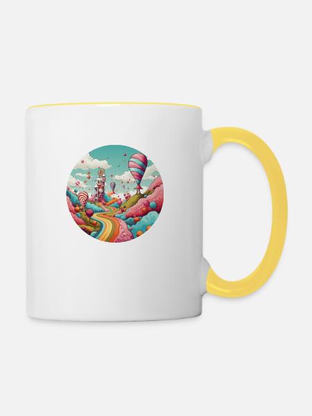 Fantasy Reisen: Einzigartiger Stil - Tasse zweifarbig - Weiß/Gelb