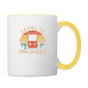 Level 12 freigeschaltet - Tasse zweifarbig - Weiß/Gelb - Rechts