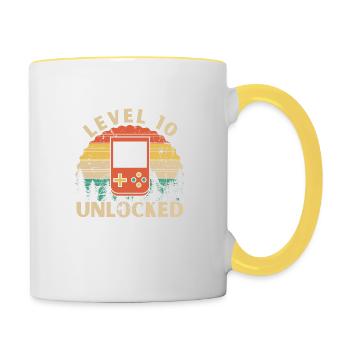 Level 10 freigeschaltet - Tasse zweifarbig - Weiß/Gelb - Rechts