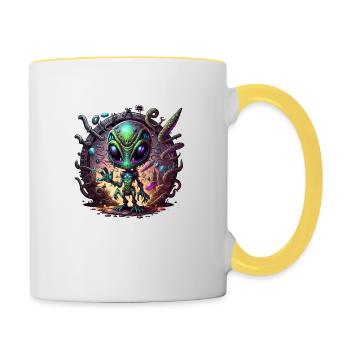 Alien Boy - Tasse zweifarbig - Weiß/Gelb - Rechts