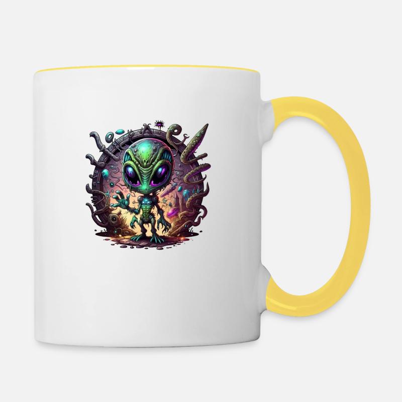 Garçon extraterrestre - Mug contrasté - blanc/jaune