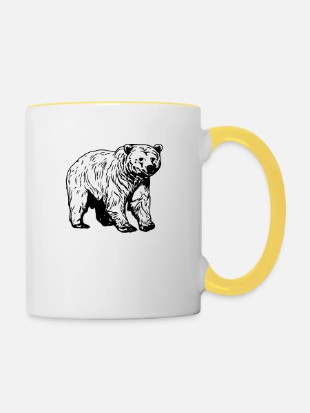 Bär - Tasse zweifarbig - Weiß/Gelb