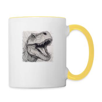 statement dinosaurus dino costume tshirts cool old - Tasse zweifarbig - Weiß/Gelb - Rechts