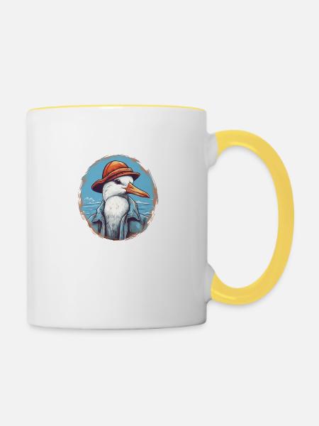 Möwe - Tasse zweifarbig - Weiß/Gelb