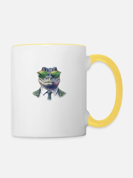 Alligator - Tasse zweifarbig - Weiß/Gelb