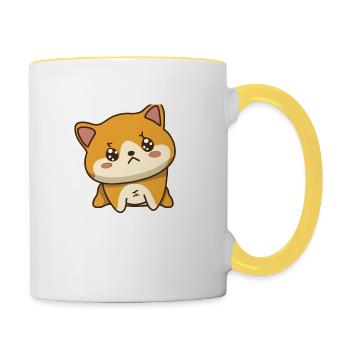 Hund - Tasse zweifarbig - Weiß/Gelb - Rechts