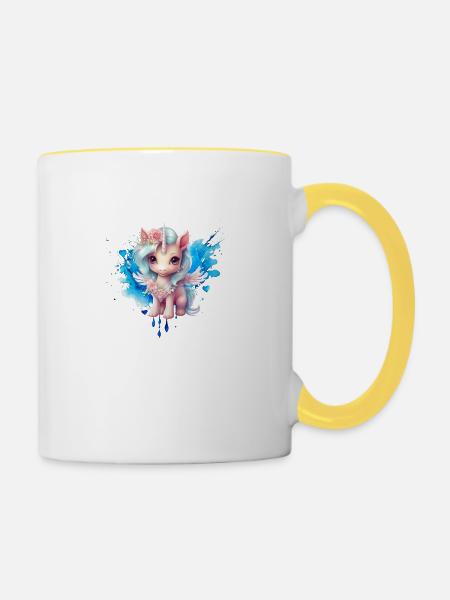 Fee Einhorn Herz Fairy - Tasse zweifarbig - Weiß/Gelb