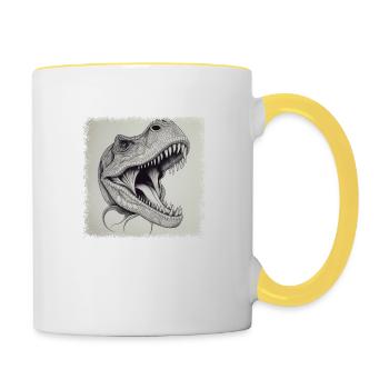 christmas green sayings t-rex old - Tasse zweifarbig - Weiß/Gelb - Rechts