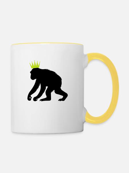 Affenkönig - Tasse zweifarbig - Weiß/Gelb