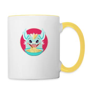 Drache - Tasse zweifarbig - Weiß/Gelb - Rechts