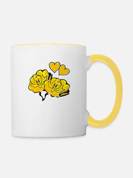 roses - Tasse zweifarbig - Weiß/Gelb