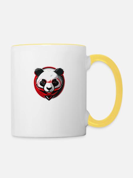 Panda - Tasse zweifarbig - Weiß/Gelb