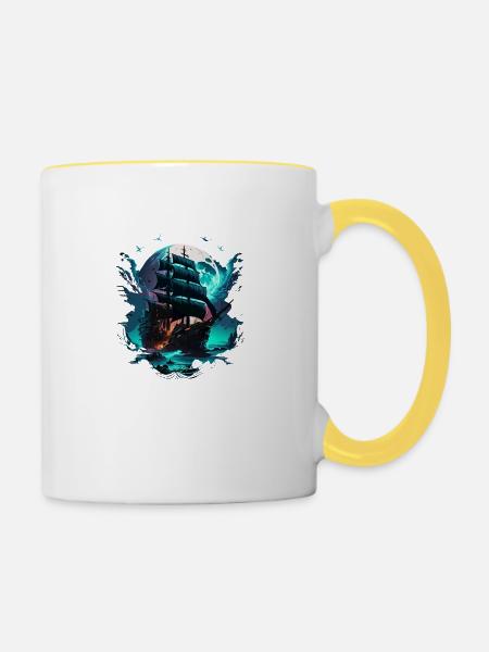 ghost ship - Tasse zweifarbig - Weiß/Gelb