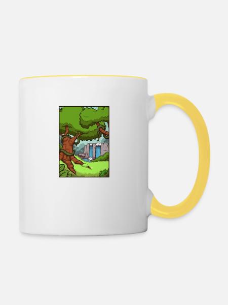 Dschungel-Hintergrund - Tasse zweifarbig - Weiß/Gelb