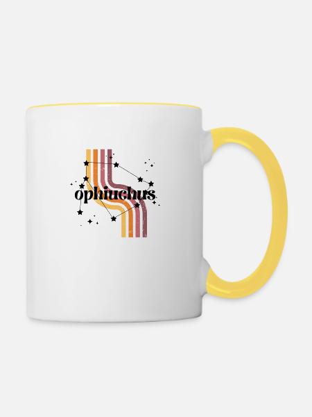 Ophiuchus Retro-Horoskop - Tasse zweifarbig - Weiß/Gelb