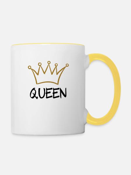 Queen 1 - Tasse zweifarbig - Weiß/Gelb